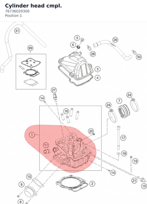 Diagram preview: Cylinder head cmpl. (76736020300)