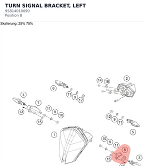 Diagram preview: TURN SIGNAL BRACKET, LEFT (95814010090)