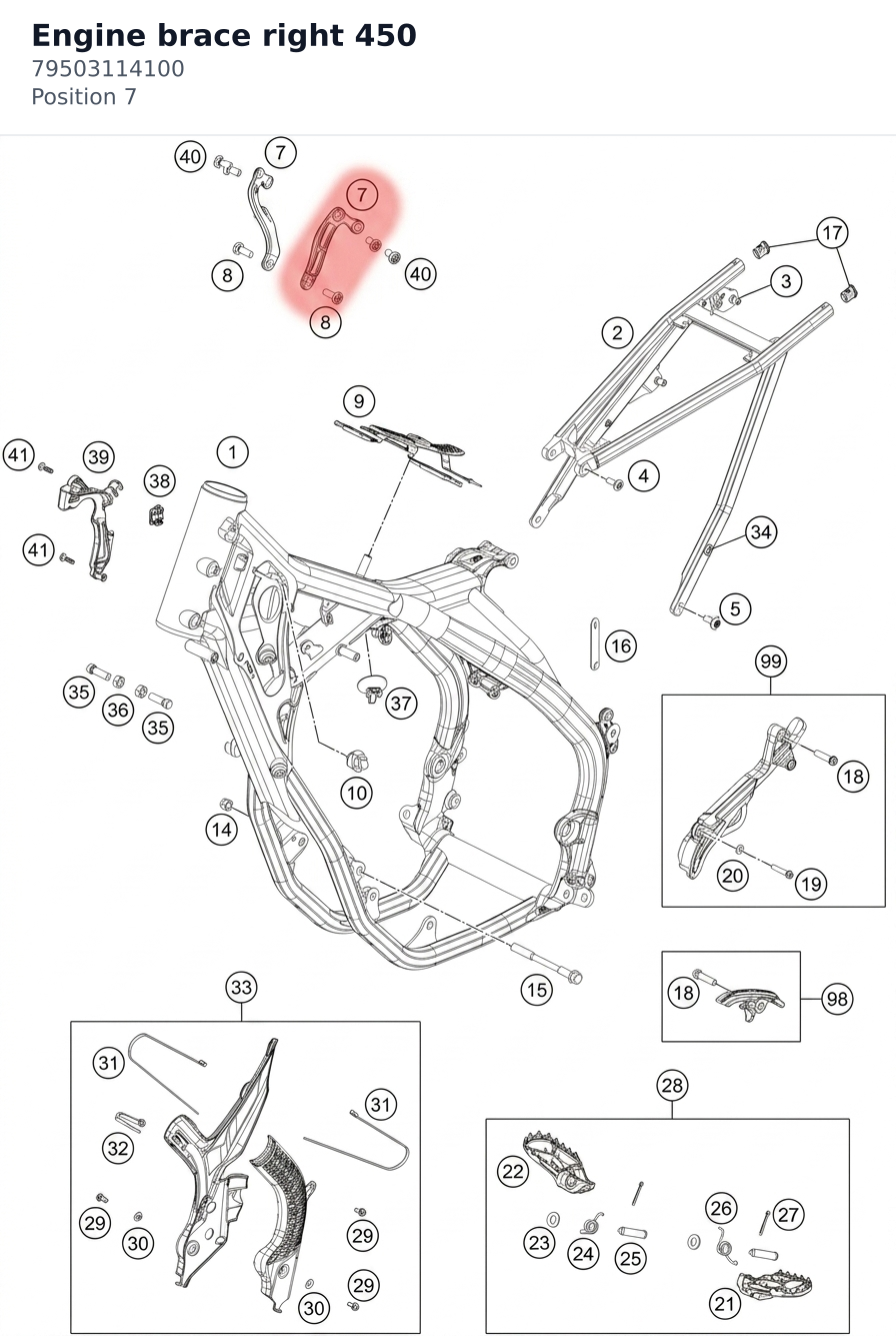 Diagram preview: Engine brace right 450 (79503114100)