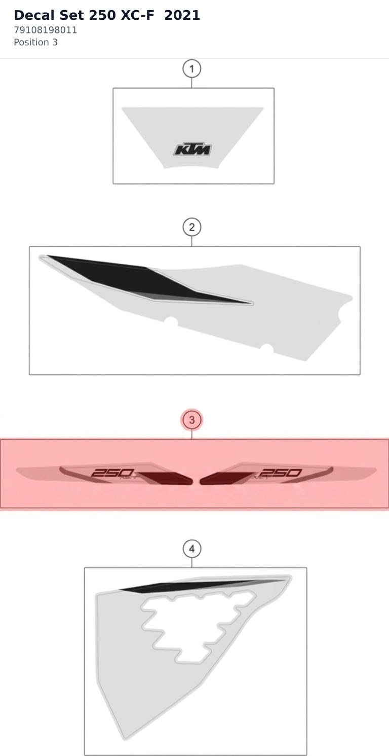 Diagram preview: Decal Set 250 XC-F  2021 (79108198011)