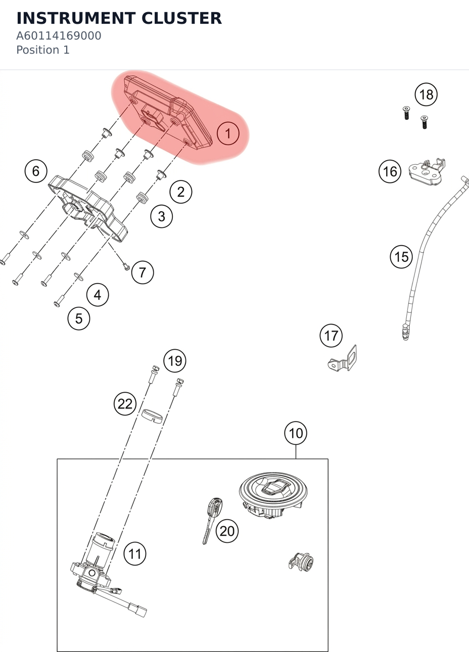 Diagram preview: INSTRUMENT CLUSTER (A60114169000)