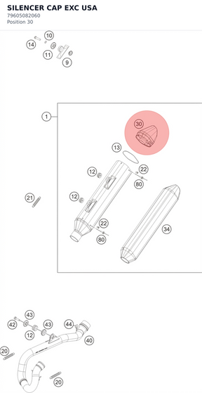 Diagram preview: SILENCER CAP EXC USA (79605082060)