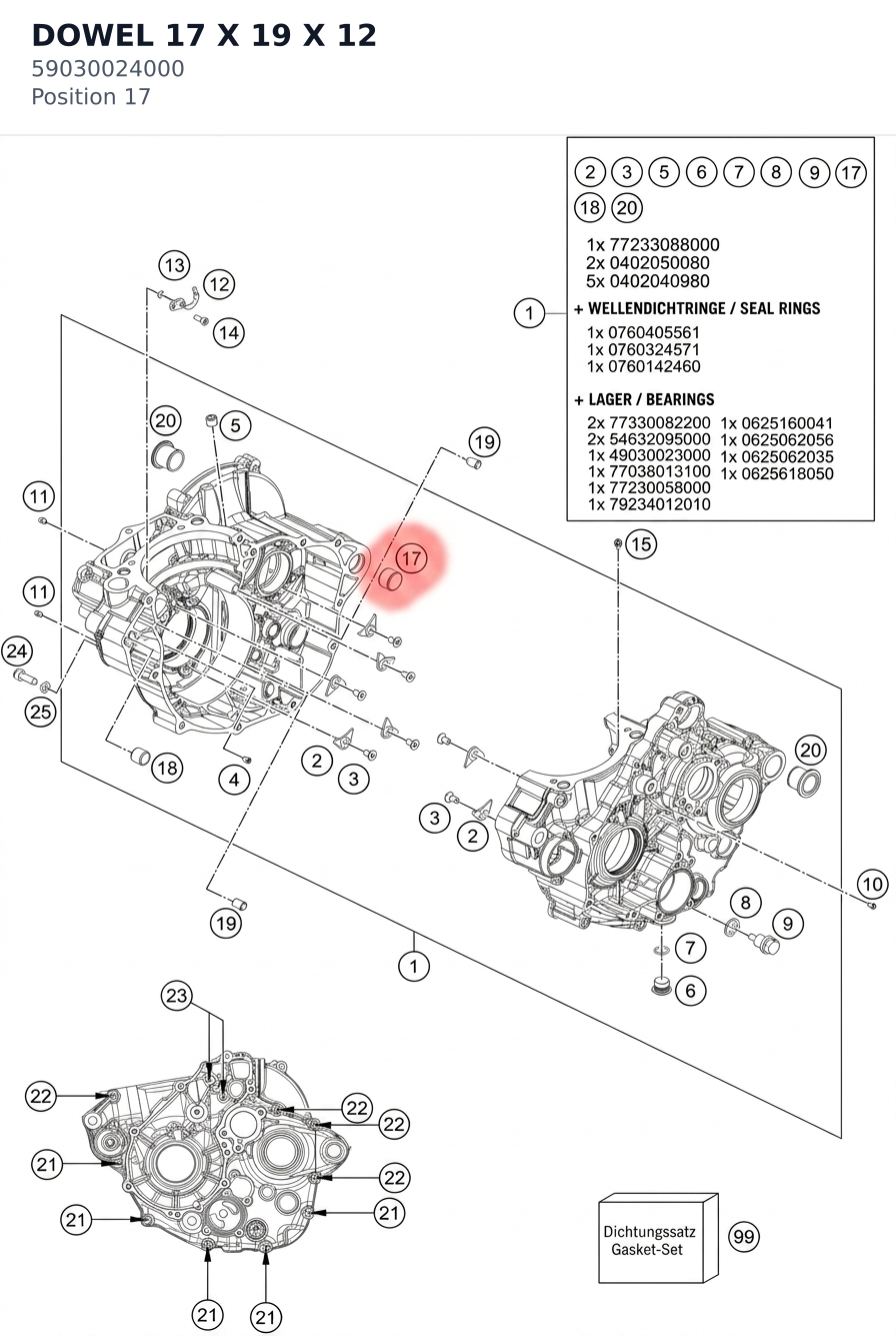 Diagram preview: DOWEL 17 X 19 X 12 (59030024000)