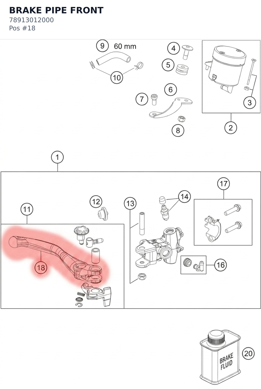 Diagram preview: BRAKE PIPE FRONT (78913012000)