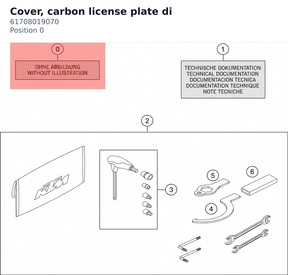 Diagram preview: Cover, carbon license plate di (61708019070)