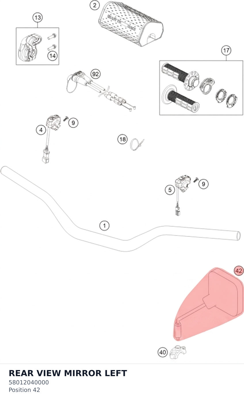Diagram preview: REAR VIEW MIRROR LEFT (58012040000)