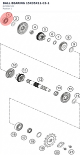 Diagram preview: BALL BEARING 15X35X11-C3-1 (J625062122)