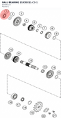 Diagram preview: BALL BEARING 15X35X11-C3-1 (J625062122)