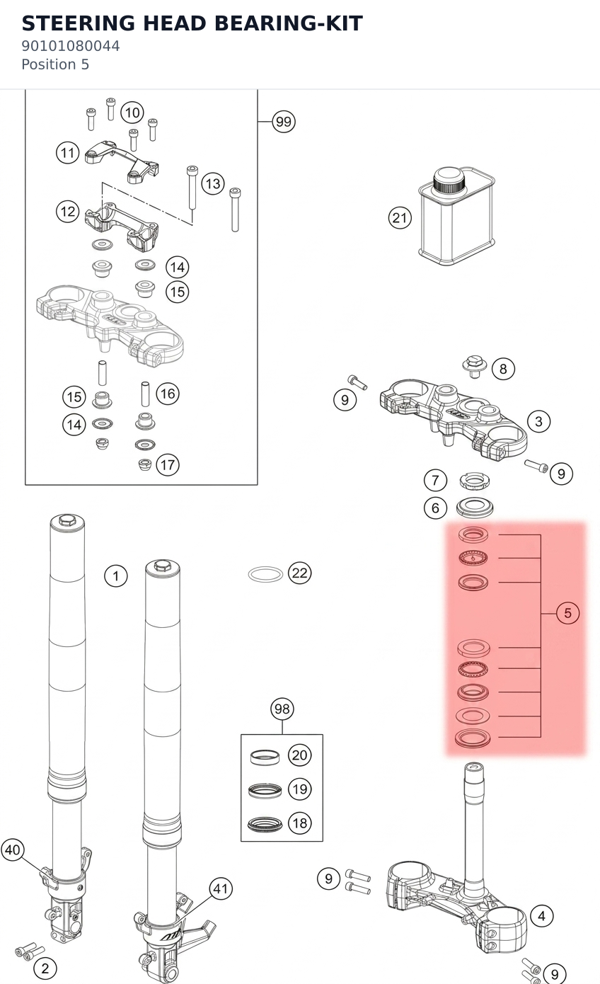 Diagram preview: STEERING HEAD BEARING-KIT (90101080044)