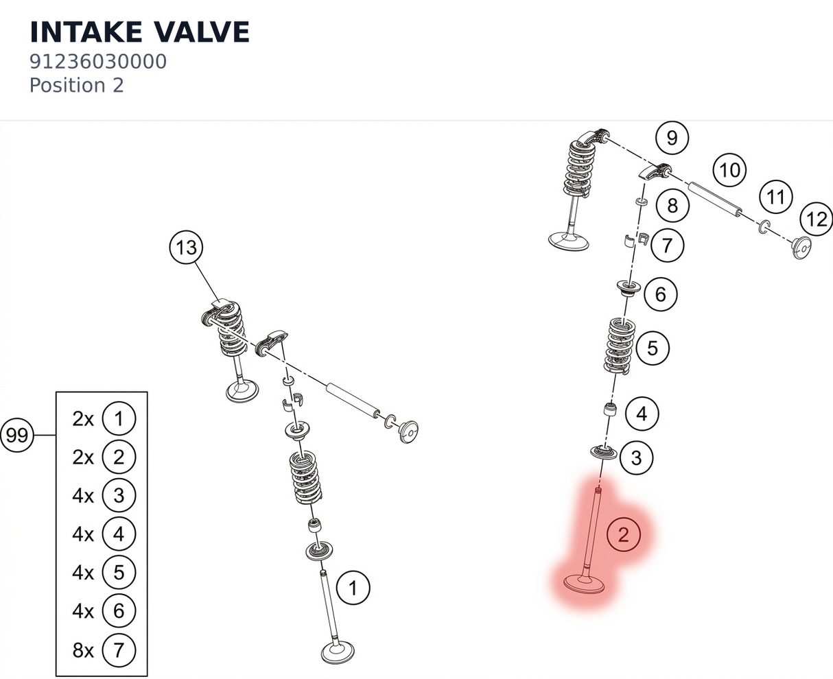 Diagram preview: INTAKE VALVE (91236030000)