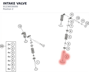 Diagram preview: INTAKE VALVE (91236030000)