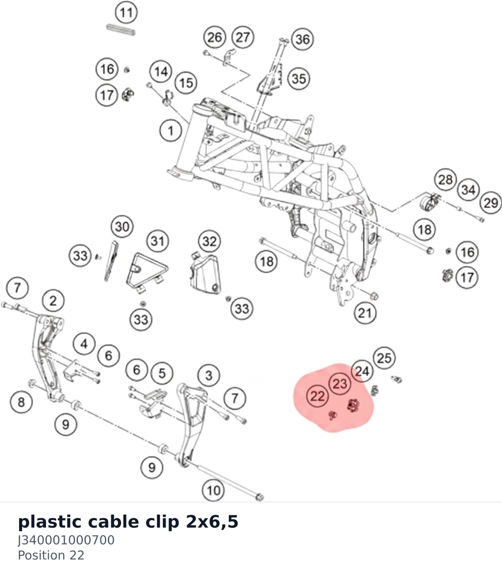 Diagram preview: plastic cable clip 2x6,5 (J340001000700)