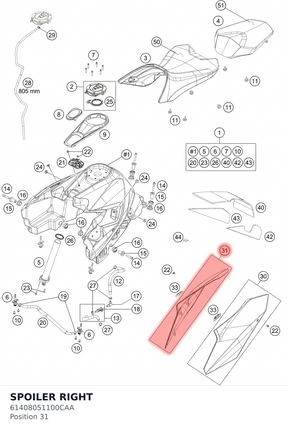 Diagram preview: SPOILER RIGHT (61408051100CAA)