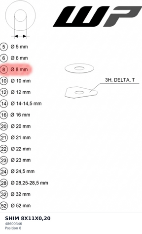 Diagram preview: SHIM 8X11X0,20 (48600346)
