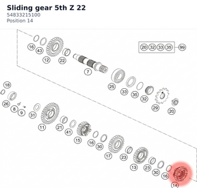 Diagram preview: Sliding gear 5th Z 22 (54833215100)
