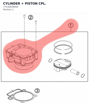Diagram preview: CYLINDER + PISTON CPL. (77530038000)