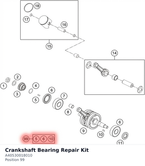 Diagram preview: Crankshaft Bearing Repair Kit (A40530018010)