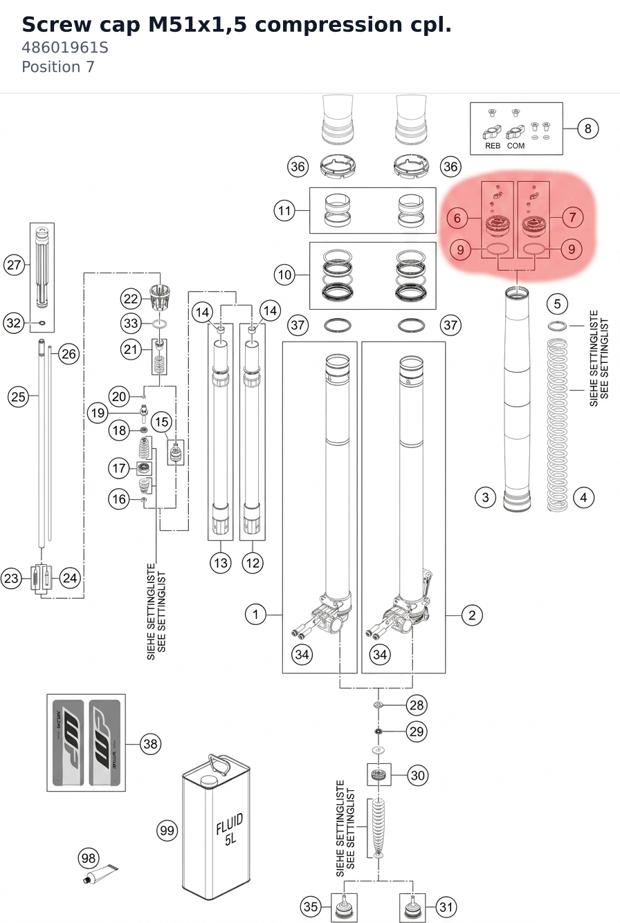 Diagram preview: Screw cap M51x1,5 compression cpl. (48601961S)