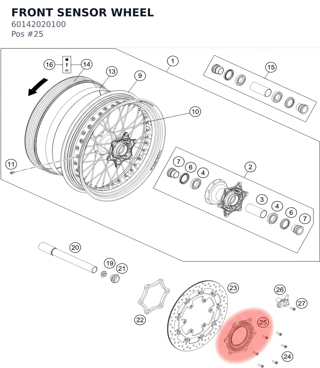 Diagram preview: FRONT SENSOR WHEEL (60142020100)