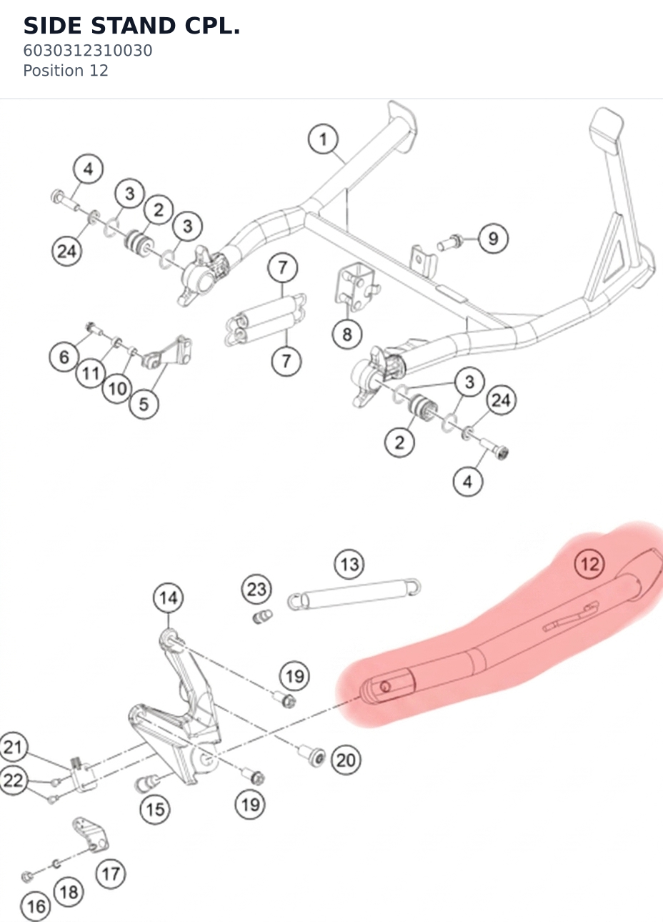 Diagram preview: SIDE STAND CPL. (6030312310030)