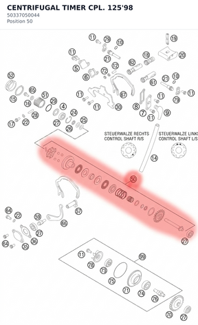 Diagram preview: CENTRIFUGAL TIMER CPL. 125'98 (50337050044)