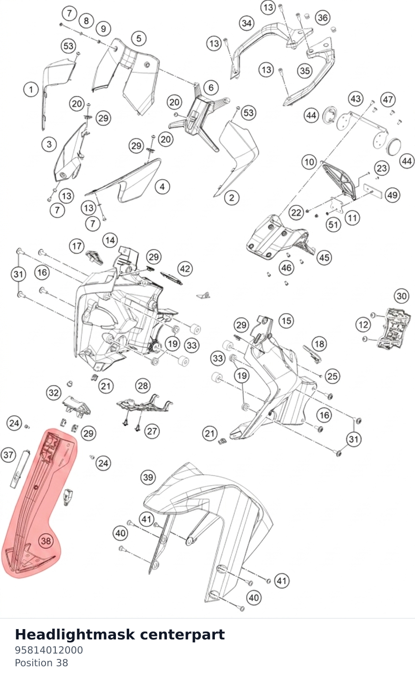 Diagram preview: Headlightmask centerpart (95814012000)