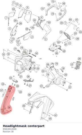 Diagram preview: Headlightmask centerpart (95814012000)
