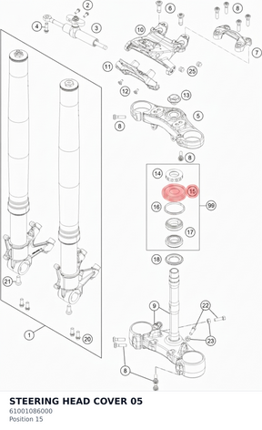 Diagram preview: STEERING HEAD COVER         05 (61001086000)