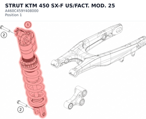 Diagram preview: STRUT KTM 450 SX-F US/FACT. MOD. 25 (A460C459Y408000)