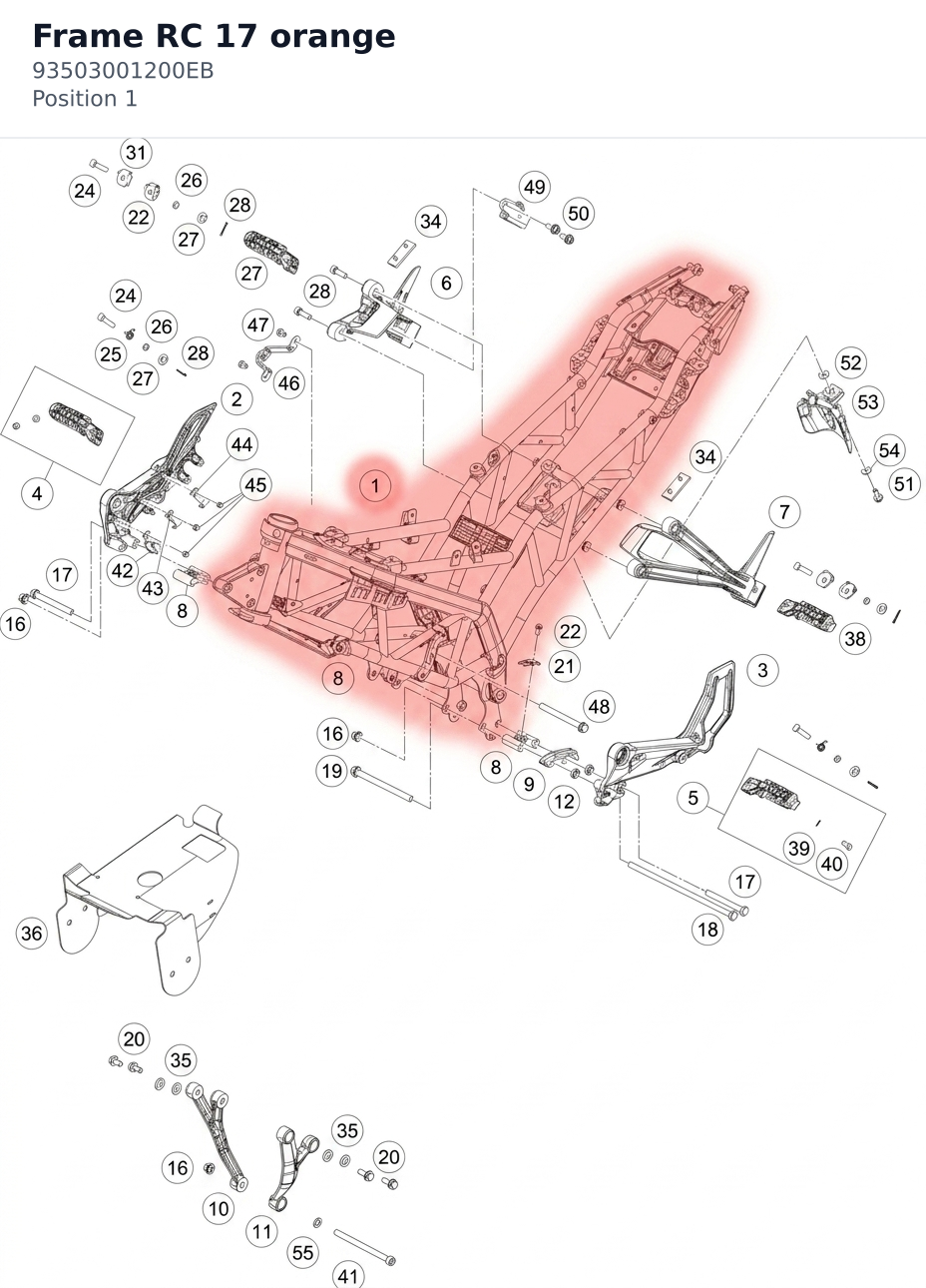 Diagram preview: Frame RC 17 orange (93503001200EB)