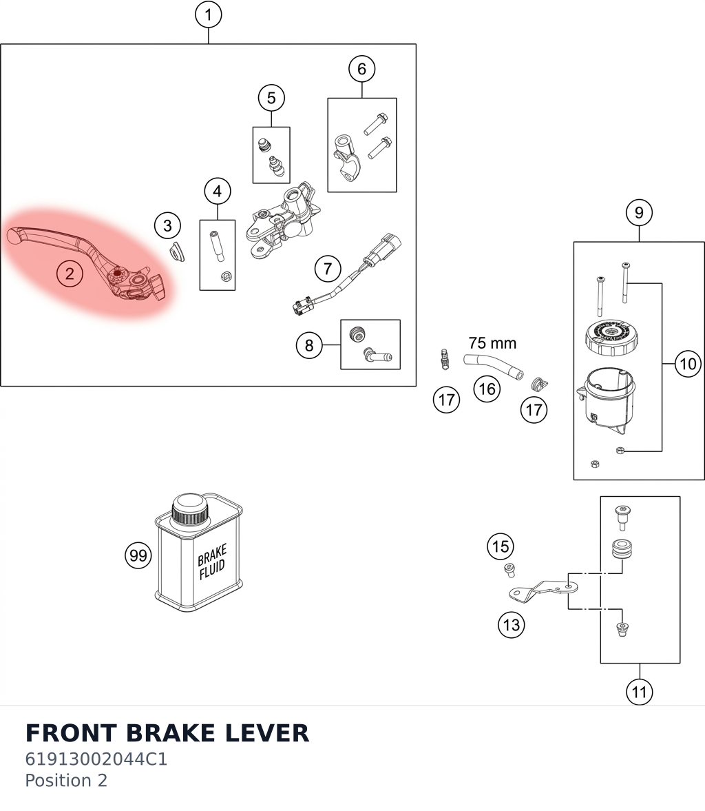 Diagram preview: FRONT BRAKE LEVER (61913002044C1)