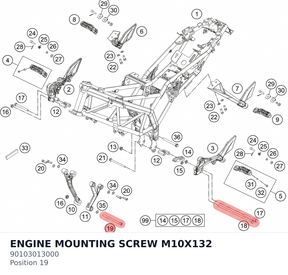 Diagram preview: ENGINE MOUNTING SCREW M10X132 (90103013000)
