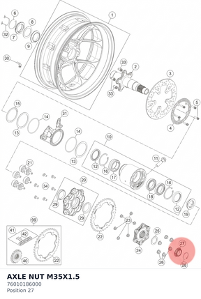 Diagram preview: AXLE NUT M35X1.5 (76010186000)