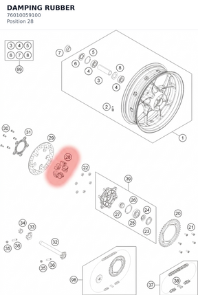 Diagram preview: DAMPING RUBBER (76010059100)