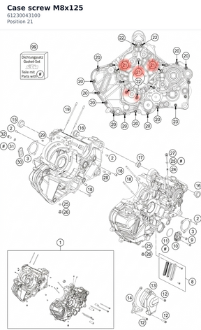 Diagram preview: Case screw M8x125 (61230043100)