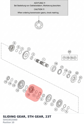 Diagram preview: SLIDING GEAR, 5TH GEAR, 23T (50433015000)