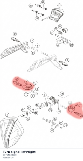 Diagram preview: Turn signal left/right (61714030000)