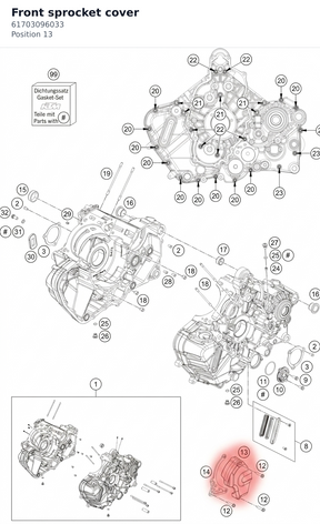 Diagram preview: Front sprocket cover (61703096033)