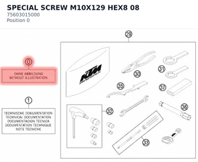 Diagram preview: SPECIAL SCREW M10X129 HEX8  08 (75603015000)