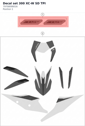Diagram preview: Decal set 300 XC-W SD TPI (79708098016)