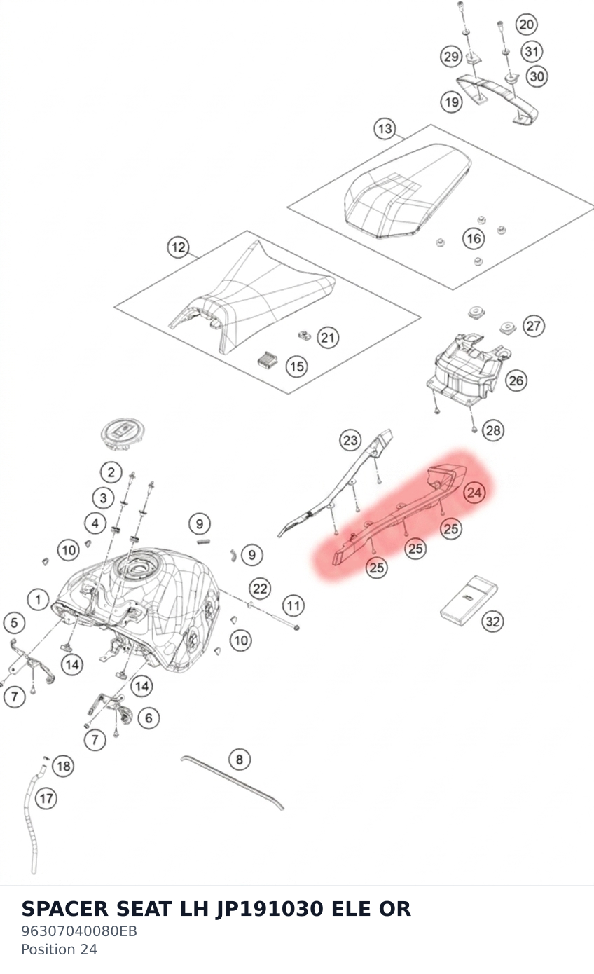 Diagram preview: SPACER SEAT LH JP191030 ELE OR (96307040080EB)