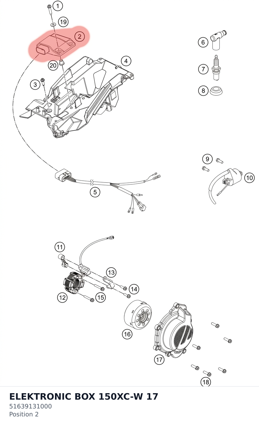 Diagram preview: ELEKTRONIC BOX 150XC-W      17 (51639131000)