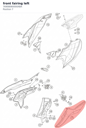 Diagram preview: front fairing left (76908060000ABA)