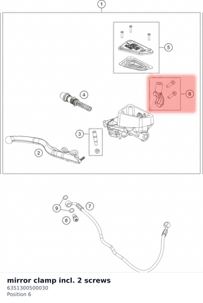 Diagram preview: mirror clamp incl. 2 screws (6351300500030)