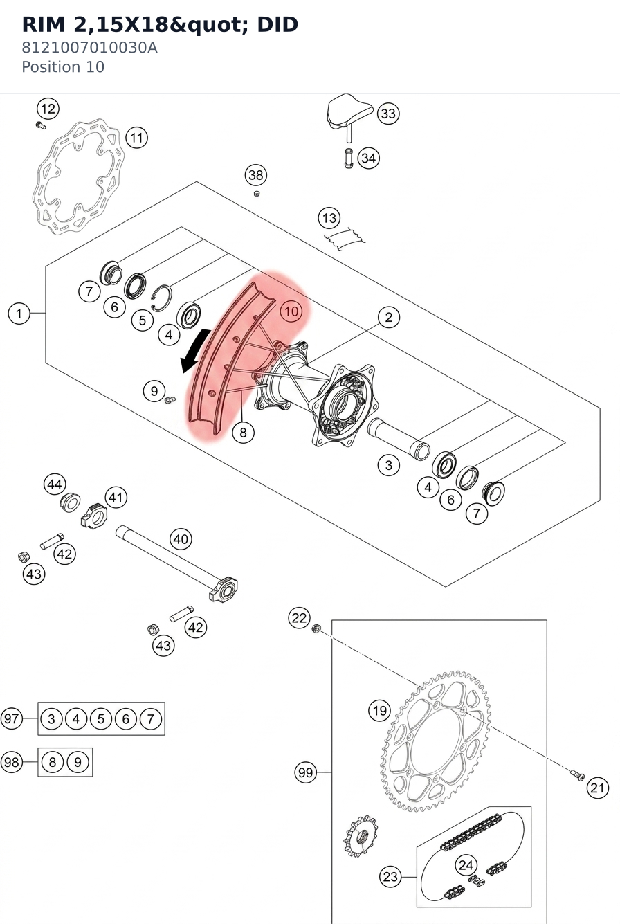 Diagram preview: RIM 2,15X18" DID (8121007010030A)