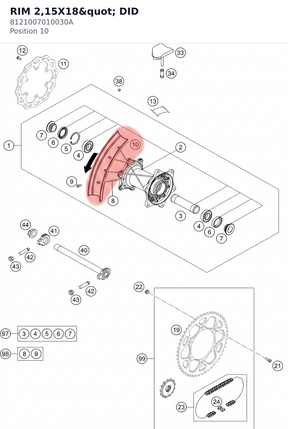 Diagram preview: RIM 2,15X18" DID (8121007010030A)