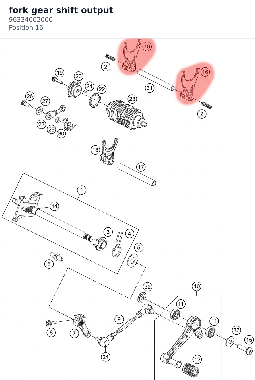 Diagram preview: fork gear shift output (96334002000)