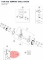 Diagram preview: CON ROD BEARING SHELL GREEN (90130015011)