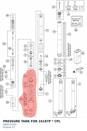 Diagram preview: PRESSURE TANK FOR 24187P * CPL (48601315S5)