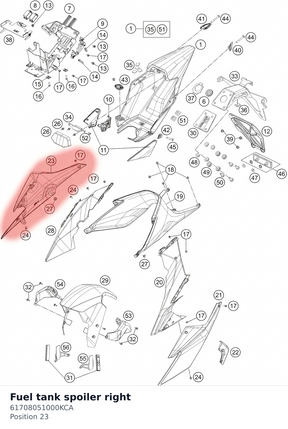 Diagram preview: Fuel tank spoiler right (61708051000KCA)